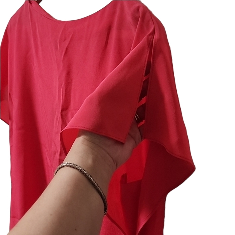 Escada Red Flutter Sleeve Blouse - Picture 4 of 12